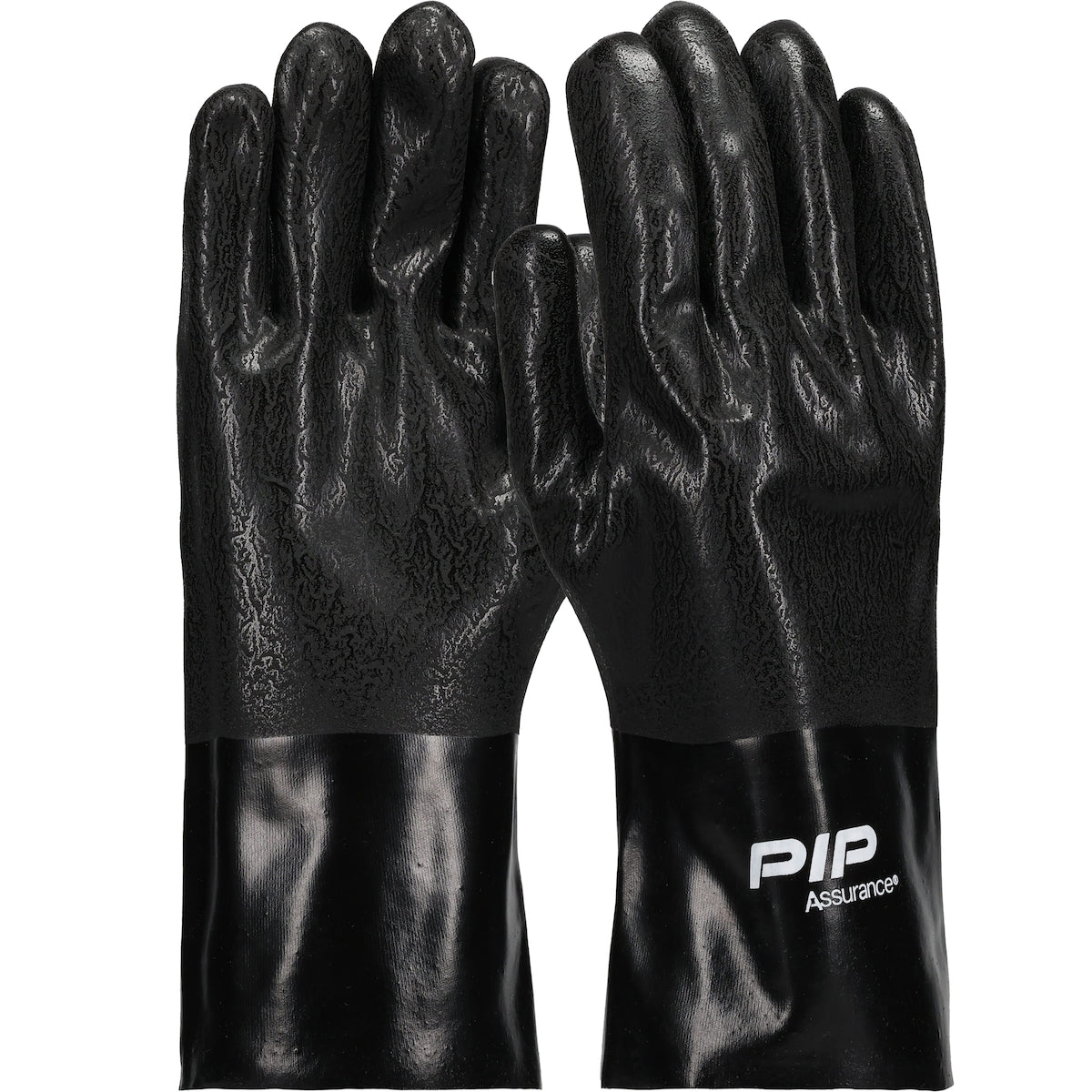 PIP 58-8130DD – Premium PVC Dipped Glove with Interlock Liner and Rough Sandy Finish - 12" Length