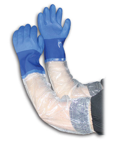 Towa 58-8657 – Oil Resistant PVC Glove with Seamless Liner and Rough Coating - 25" Extended PVC Sleeve