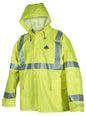 MCR Safety BJ38JH - Big Jake Rainwear Series PVC / Nomex® Flame Resistant Jacket with Attached Hood Class 3 Type R High Visibility Standard ARC Rated HRC2/CAT2 ATPV 8.9 cal/cm&sup2;