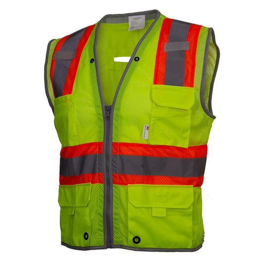 PIP Reflective Apparel 589ET ANSI Type R Class 2 Ten Pocket Surveyors Vest with "D" Ring Access