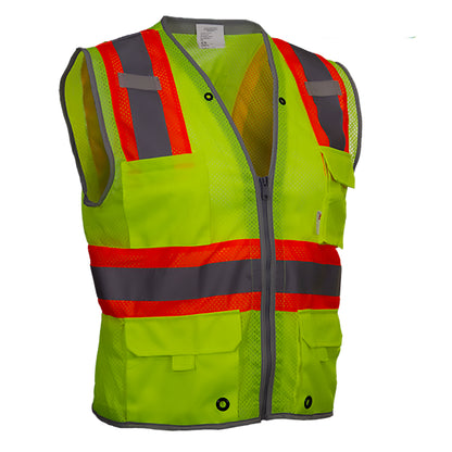 PIP Reflective Apparel 589ET ANSI Type R Class 2 Ten Pocket Surveyors Vest with "D" Ring Access