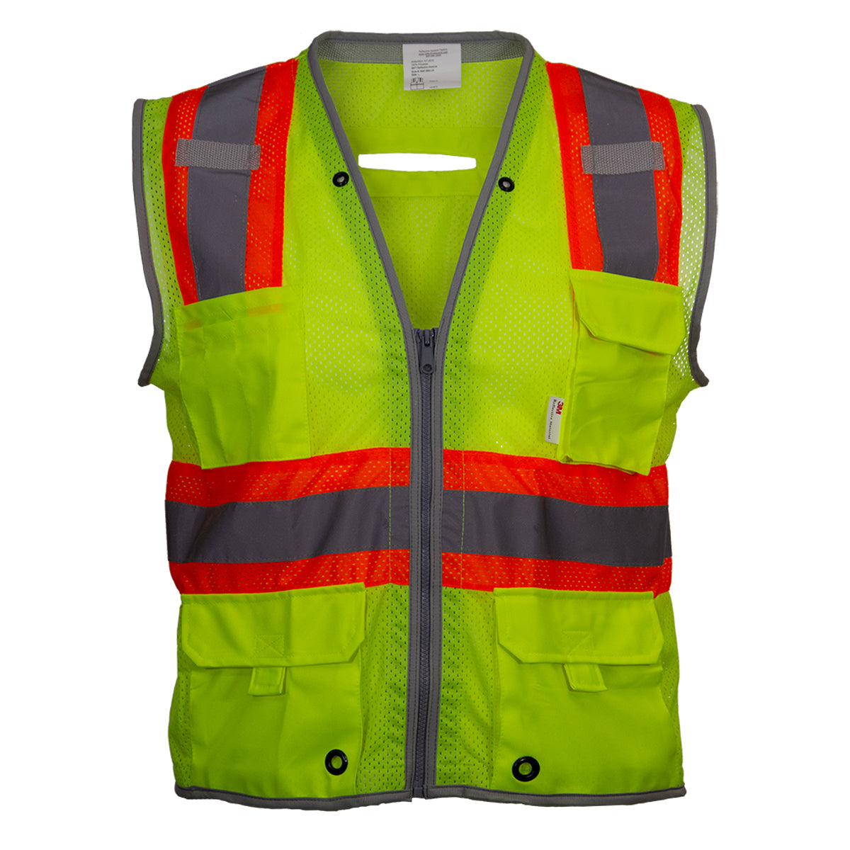 PIP Reflective Apparel 589ET ANSI Type R Class 2 Ten Pocket Surveyors Vest with "D" Ring Access