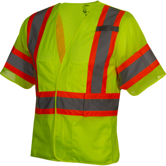 PIP Reflective Apparel 591GT ANSI Type R Class 3 Seven Pocket Breakaway Vest with Adjustable Side Wraps and Sleeves