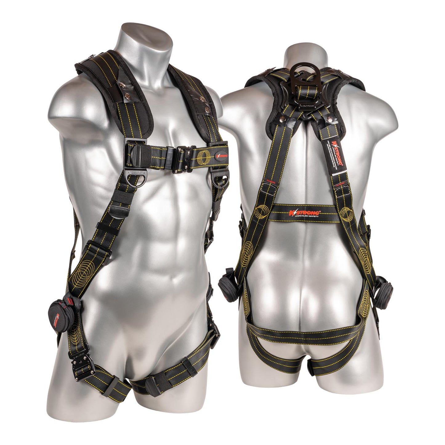KStrong® Kapture™ Element 5-Point Full Body Harness with Revolta™ Oil and Water Repellent Webbing, 1 Enhanced Dorsal D-ring Plus™, Back/Shoulder Pad, Trauma Relief Straps, QC Chest and Legs – (ANSI)