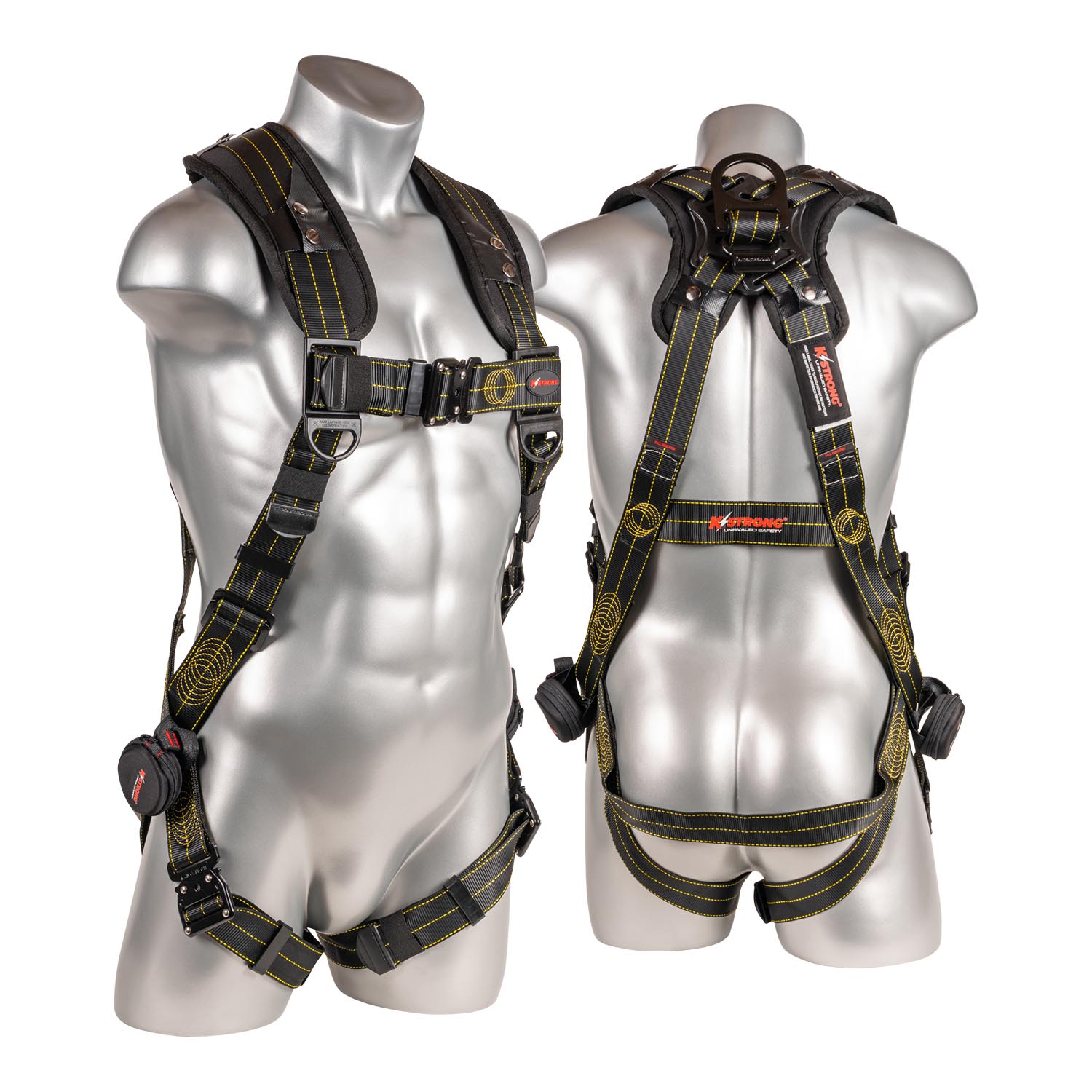 KStrong® Kapture™ Element 5-Point Full Body Harness with Revolta™ Oil and Water Repellent Webbing, 1 Enhanced Dorsal D-ring Plus™, Back/Shoulder Pad, Trauma Relief Straps, QC Chest and Legs – (ANSI)