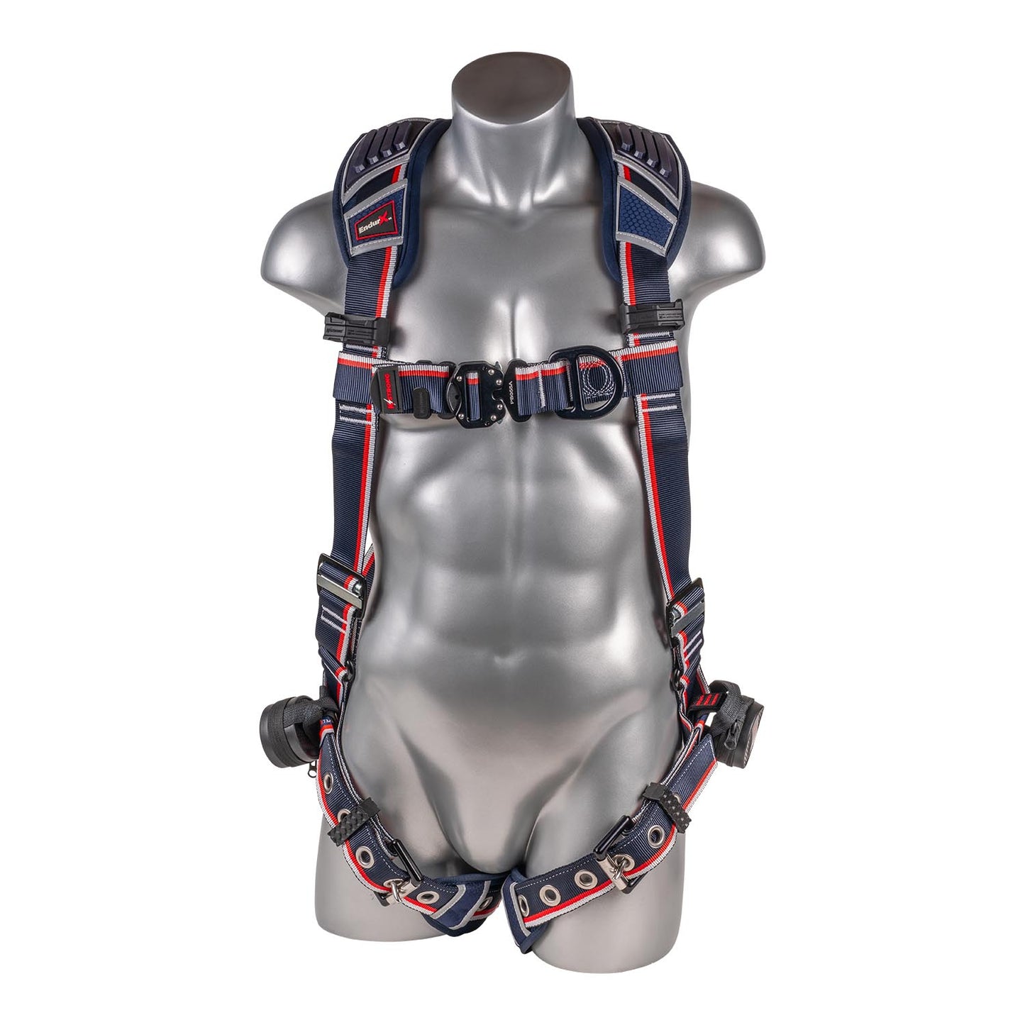 KStrong® EndurX™ 5-Point Full Body Harness, Abrasion Resistant Shoulder Pad, Deluxe Leg Pads, Enhanced Dorsal D-ring Plus™, Front D-ring, Premium Adjusters, Trauma Relief Straps, QC Chest, TB Legs (SS), All Aluminum Hardware (ANSI)