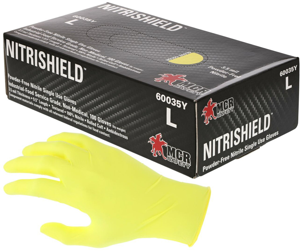 NitriShield Disposable Nitrile Gloves, 3.5 Mil, Powder Free, Food Service Grade, Yellow