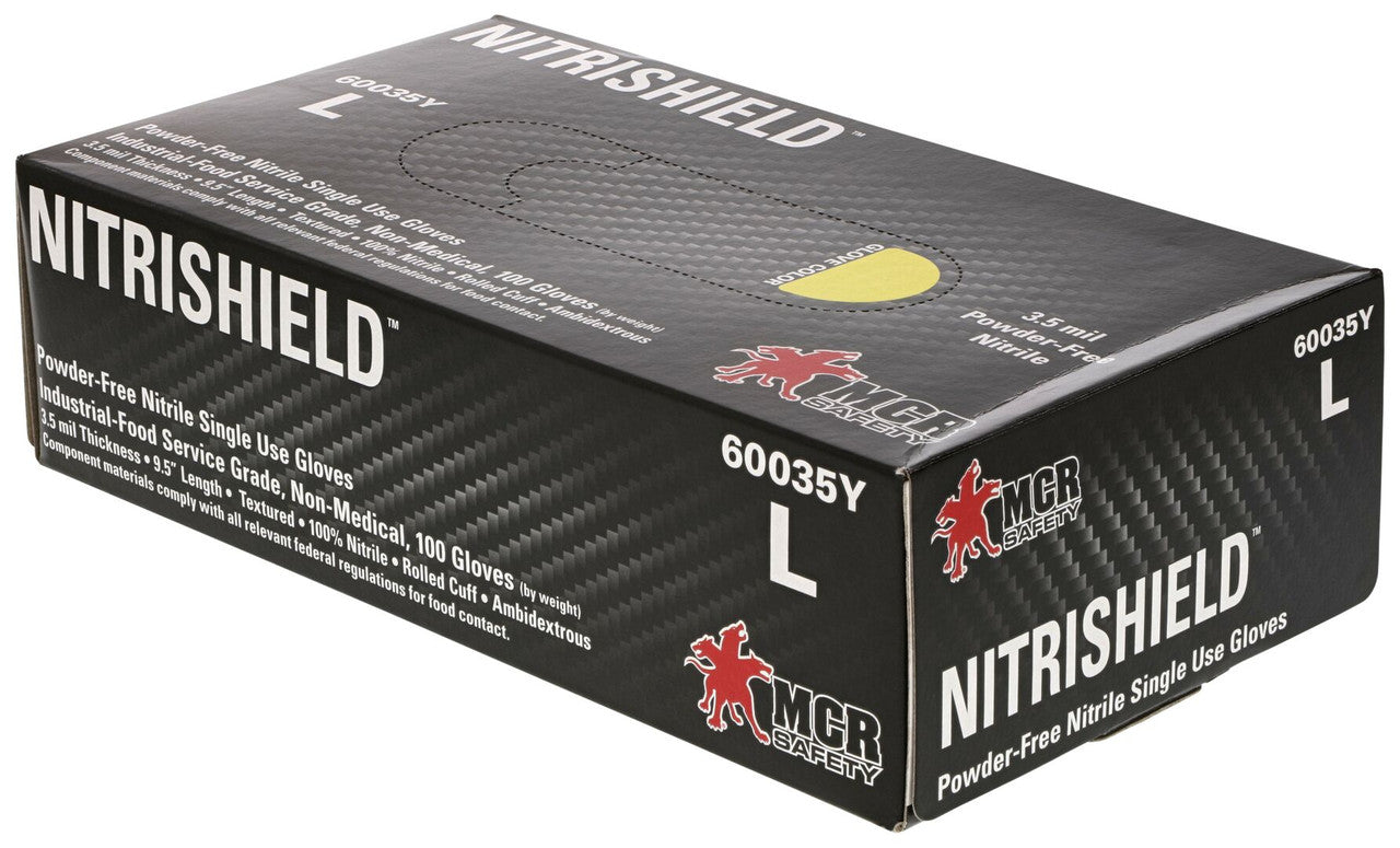 NitriShield Disposable Nitrile Gloves, 3.5 Mil, Powder Free, Food Service Grade, Yellow