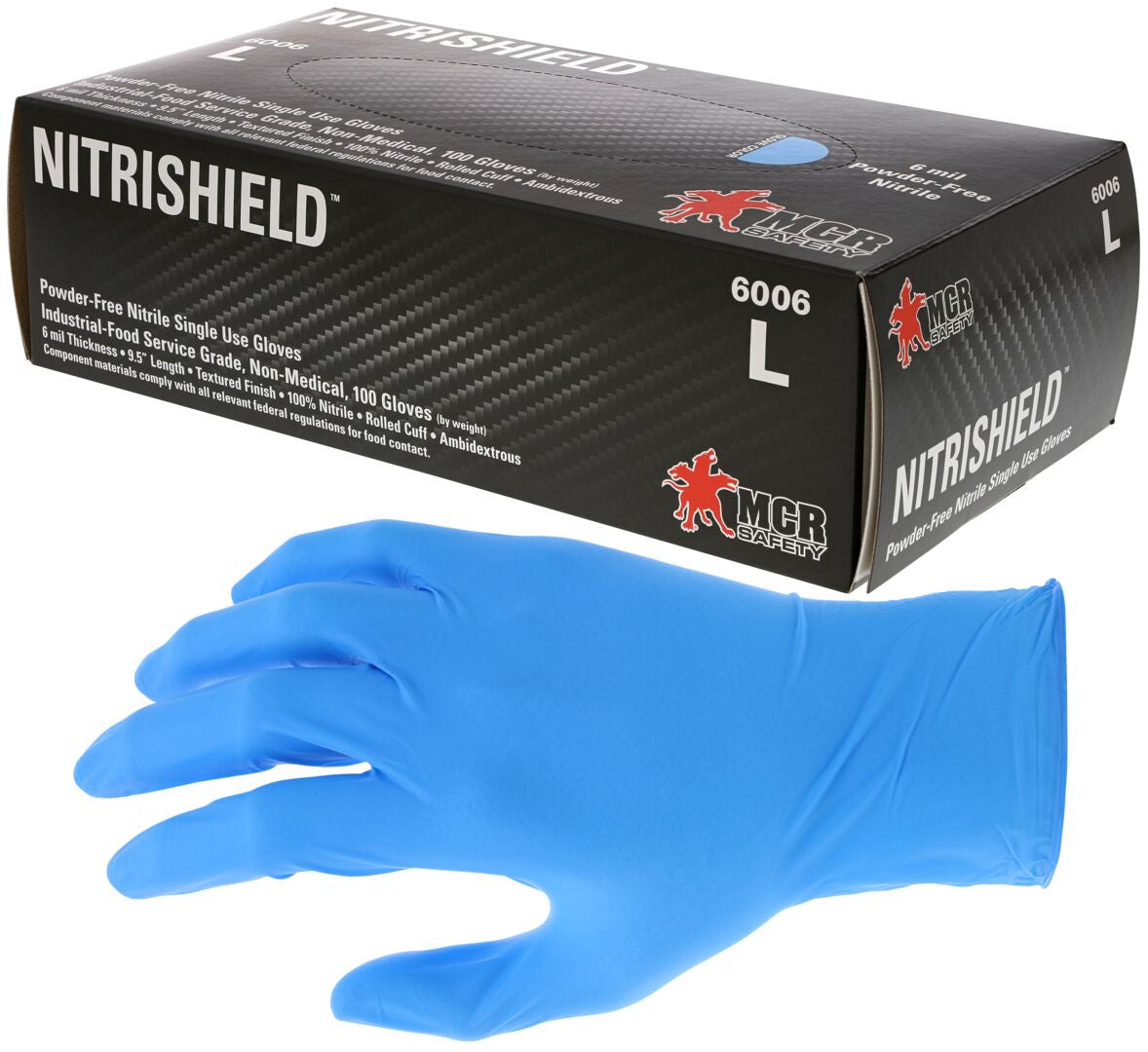 Nitrile Disposable Gloves, 6 Mil, Powder Free, Textured Fingers