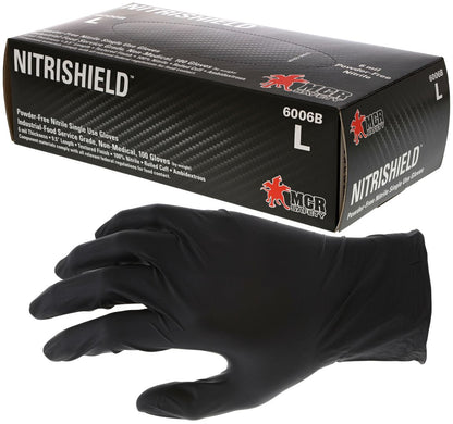 6-Mil Black Nitrile Disposable Gloves, Powder-Free, Textured Finish