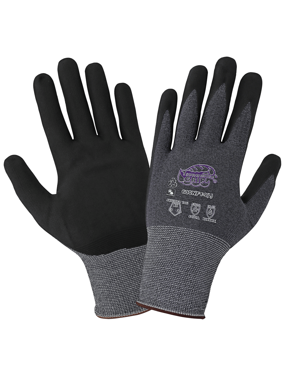 Tsunami Grip® Lightweight, Seamless, New Foam Technology Palm Coated, rPET Recycled Gloves with Cut, Abrasion, and Puncture Resistance - 600NFT