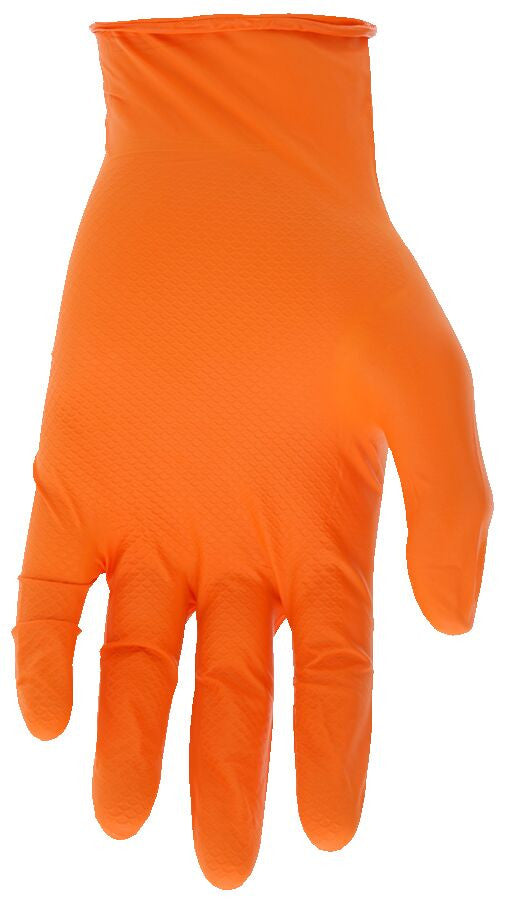 NitriShield Grippaz Disposable Nitrile Gloves, 6 Mil, Textured Grip, Powder Free, Orange