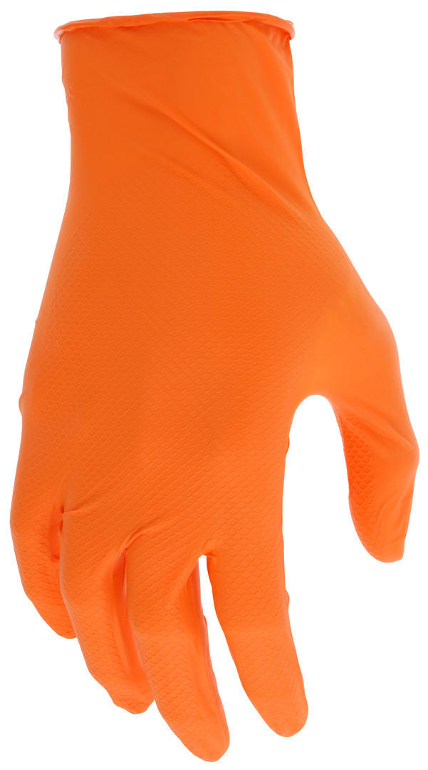 NitriShield Grippaz Disposable Nitrile Gloves, 6 Mil, Textured Grip, Powder Free, Orange