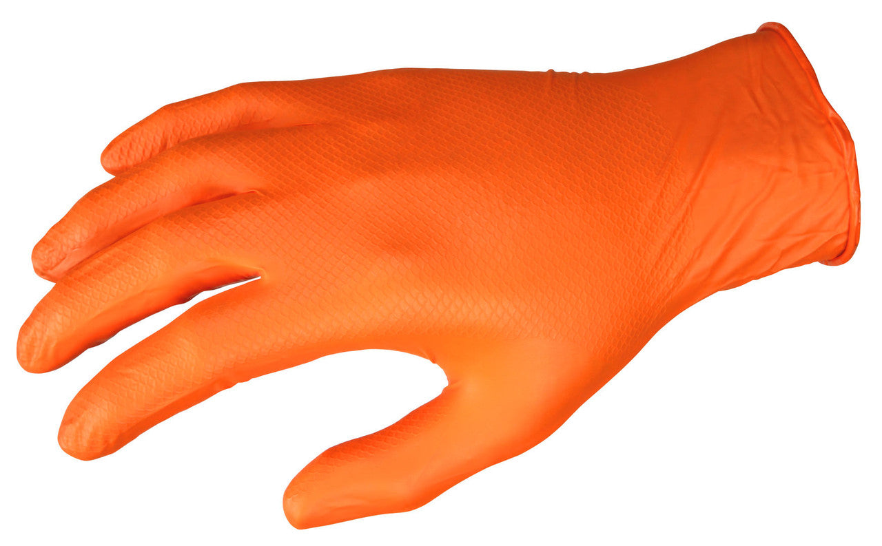 NitriShield Grippaz Disposable Nitrile Gloves, 6 Mil, Textured Grip, Powder Free, Orange