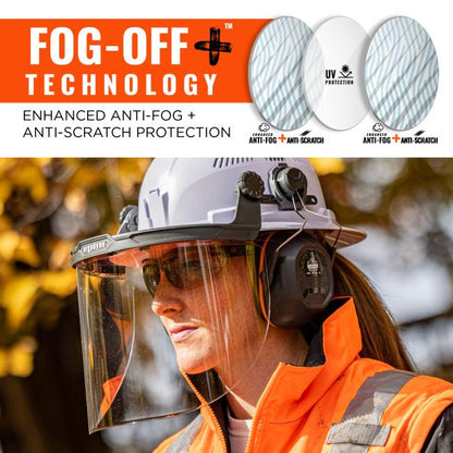 Skullerz 8995 Anti-Scratch & Anti-Fog Hard Hat Face Shield with Adapter for Full Brim