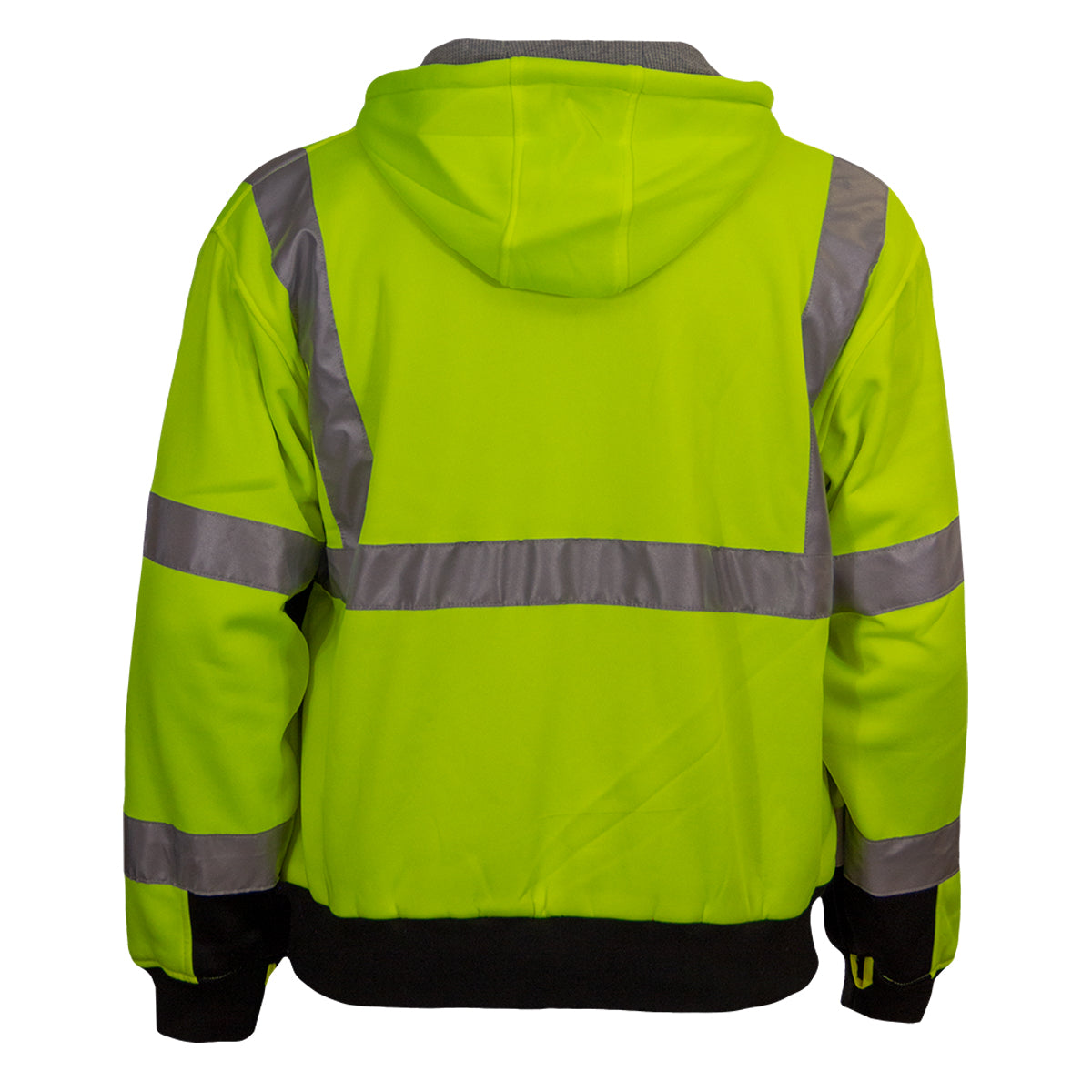 PIP Reflective Apparel 603ST ANSI Type R Class 3 Full Zip Hooded Sweatshirt with Black Bottom - Inner Liner