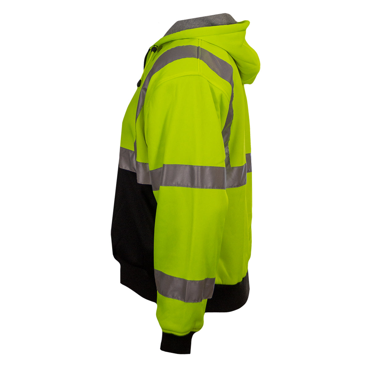 PIP Reflective Apparel 603ST ANSI Type R Class 3 Full Zip Hooded Sweatshirt with Black Bottom - Inner Liner