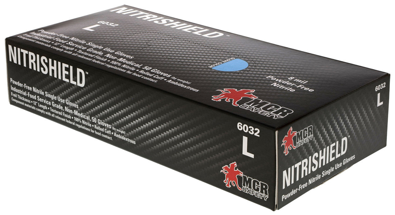 NitriShield 8 Mil Disposable Nitrile Gloves, Powder Free, Food Service Grade