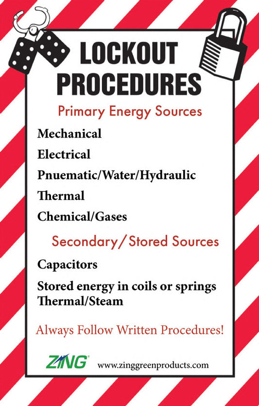 ZING Lockout Tagout Procedure Wallet Card, 10-Pk - official Zing product image 1