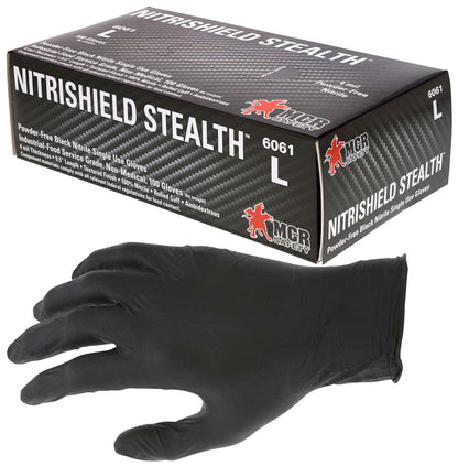 NitriShield Stealth Disposable Nitrile Gloves, 4 Mil, Powder Free, Textured Grip
