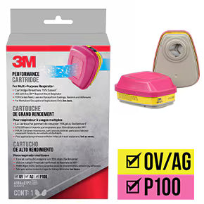 3M™ Organic Vapor/Acid Gas Cartridge/Filter 60923, P100, 2 CQ / PK
