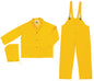 MCR Safety FR2003 - Classic Series Rain Gear - .35mm PVC / Polyester Material - 3 Piece Waterproof Yellow Rain Suit - Rain Jacket with Detachable Hood and Bib Pants - Limited Flammability