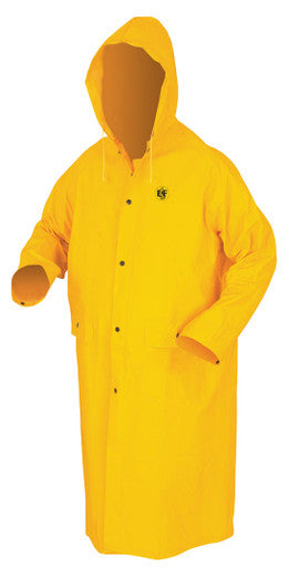 MCR Safety FR200C - Classic Series Rain Gear - PVC / Polyester Material - Waterproof Yellow Raincoat - Detachable Hood - Limited Flammability