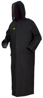 MCR Safety FR267C - Classic Plus Series Rain Gear - .35mm PVC / Polyester Material - Waterproof Ankle Length Black Raincoat - Detachable Hood and Corduroy Collar - Limited Flammability