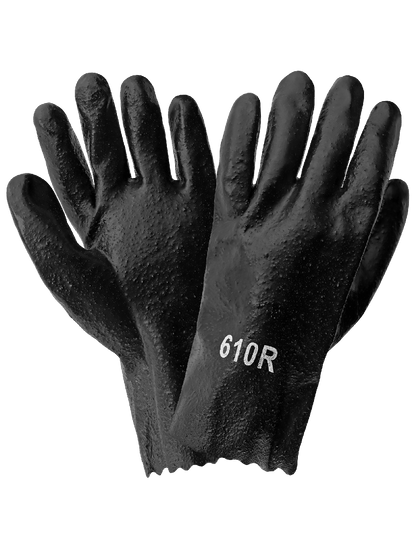 Global Glove - 610R - Chemical Handling Gloves - pvc coating - black
