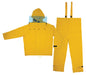 MCR Safety HBS100 - Hydroblast Series Rain Gear - .35mm Yellow PVC / Polyester Rain Wear - 2 Piece Hydroblasting Rain Suit - Rain Jacket with Attached Hood and Bib Pants - Adjustable Hook and Loop at Openings Keep out Spray and Rain