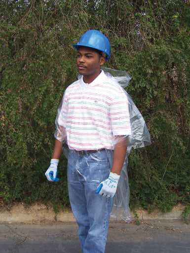 MCR Safety O22 - Schooner Jr. Disposable Rain Poncho - .02mm Polyethylene Material - Attached Hood - Tote Pouch - Clear