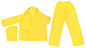 MCR Safety O503 - Zodiac Series Lightweight Rain Gear - .10mm Single Ply PVC Rainwear - 3 Piece Waterproof Yellow Rain Suit - Rain Jacket with Detachable Hood - Elastic Waist Pants