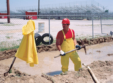 MCR Safety O703 - Squall Series Rain Gear - .20mm PVC Rainwear - 3 Piece Waterproof Yellow Rain Suit - Rain Jacket with Detachable Hood - Bib Style Pants