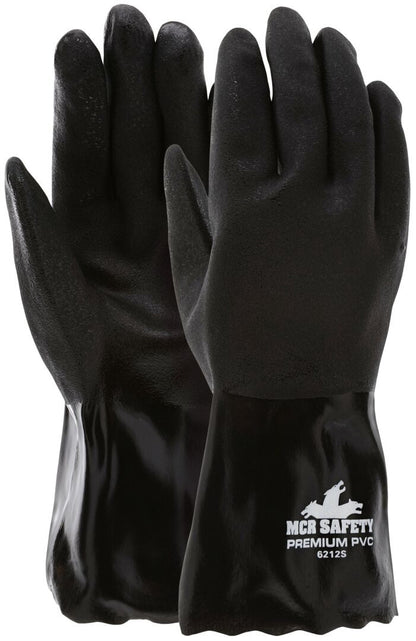 Double-Dipped Sandy PVC Gloves, Interlock Lined, 12-Inch Gauntlet Cuff