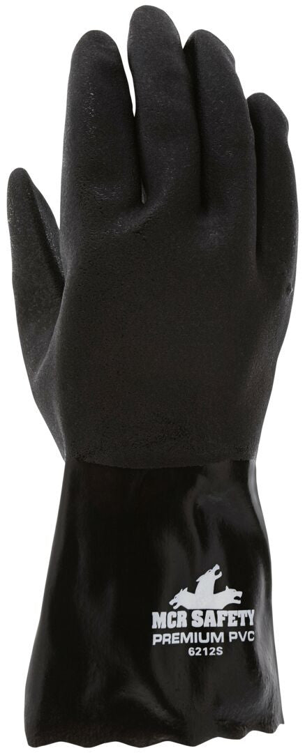 Double-Dipped Sandy PVC Gloves, Interlock Lined, 12-Inch Gauntlet Cuff