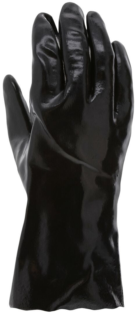 PVC Single-Dipped Work Gloves, Smooth Finish, Interlock Lined, 12-Inch Gauntlet Cuff