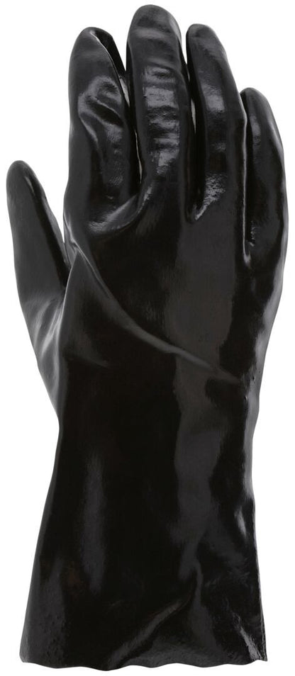 PVC Single-Dipped Work Gloves, Smooth Finish, Interlock Lined, 12-Inch Gauntlet Cuff