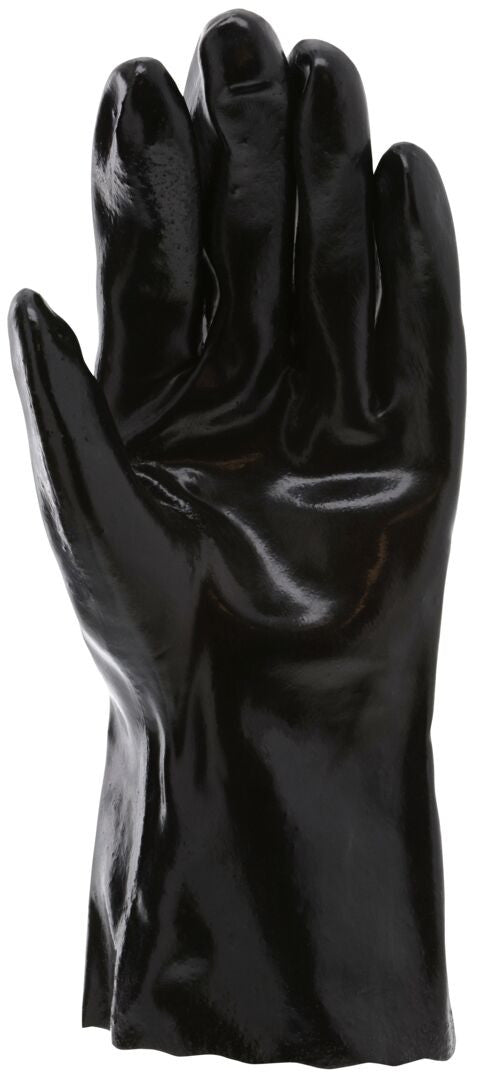 PVC Single-Dipped Work Gloves, Smooth Finish, Interlock Lined, 12-Inch Gauntlet Cuff