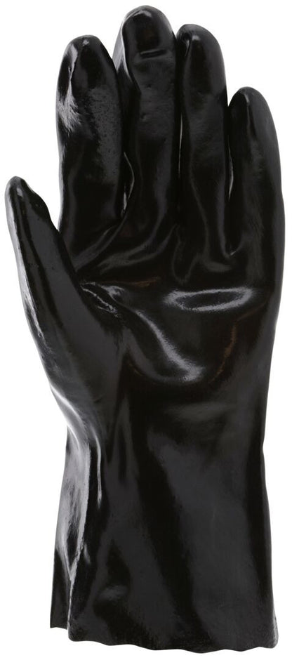 PVC Single-Dipped Work Gloves, Smooth Finish, Interlock Lined, 12-Inch Gauntlet Cuff