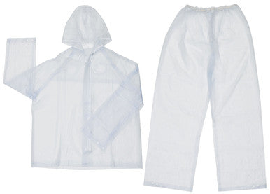 MCR Safety O722 - Squall Series Rain Gear - .20mm PVC Rainwear - 2 Piece Waterproof Clear Rain Suit - Rain Jacket with Attached Hood - Elastic Waist Rain Pants