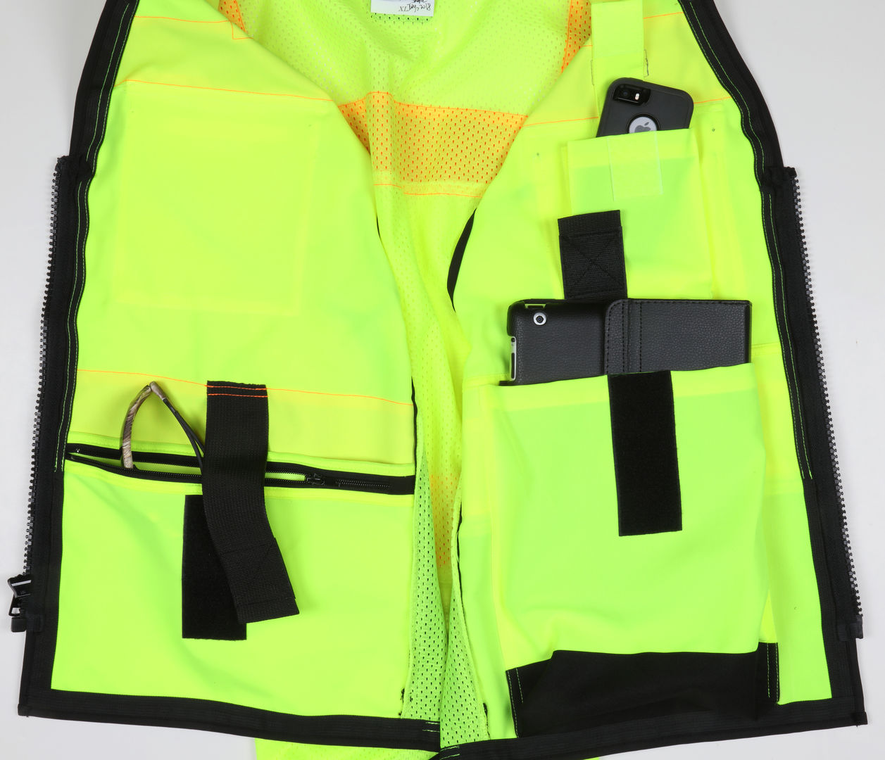 PSURVCL2LS - Premium Hi-Vis Reflective Safety Vest - Zippered Front Closure with Solid Front & Mesh Back - Meets ANSI/ISEA 107 2020 Standard - Type R Class 2 Compliant