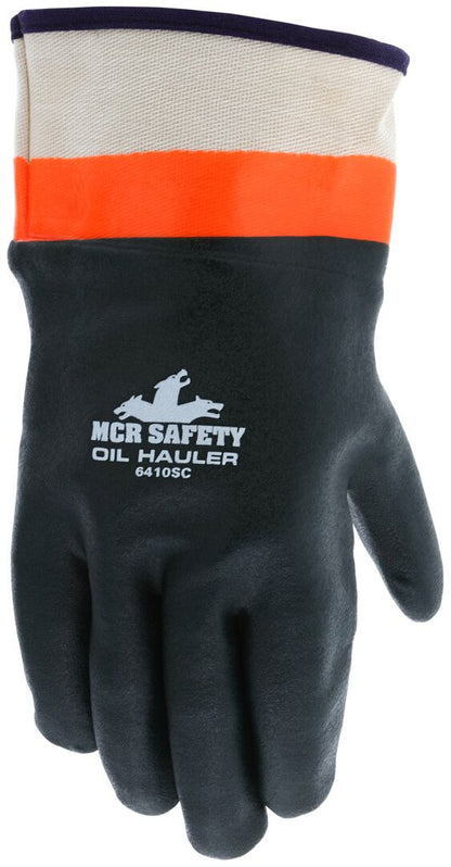 Double-Dipped PVC Work Gloves, Sandy Texture, Jersey Lined, Safety Cuff