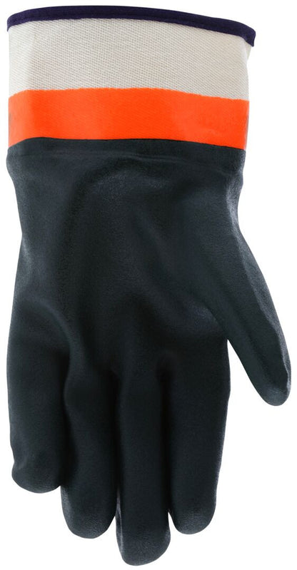 Double-Dipped PVC Work Gloves, Sandy Texture, Jersey Lined, Safety Cuff