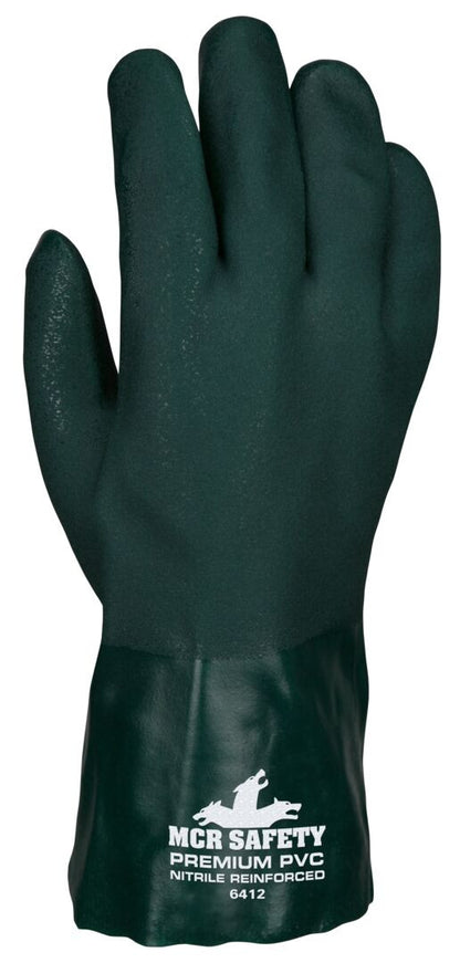 PVC Coated Work Gloves, Double-Dipped Sandy Finish, Jersey Lined, 12-Inch Gauntlet Cuff