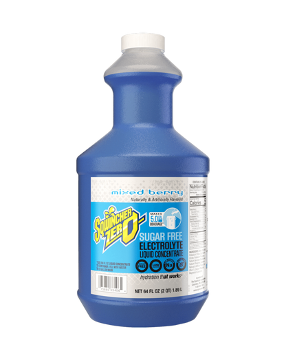 Sqwincher Zero Liquid Concentrate, 64 oz, 5 gal Yield, 6/Case - Mixed Berry Zero