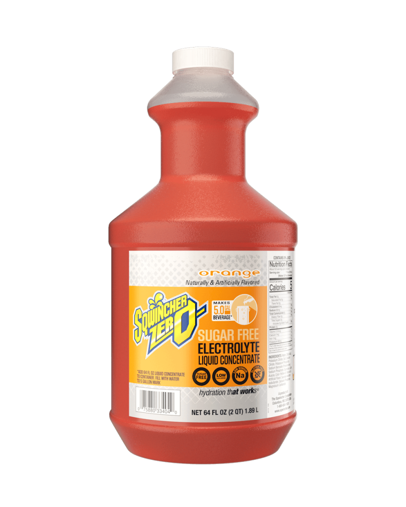 Sqwincher Zero Liquid Concentrate, 64 oz, 5 gal Yield, 6/Case - Orange Zero