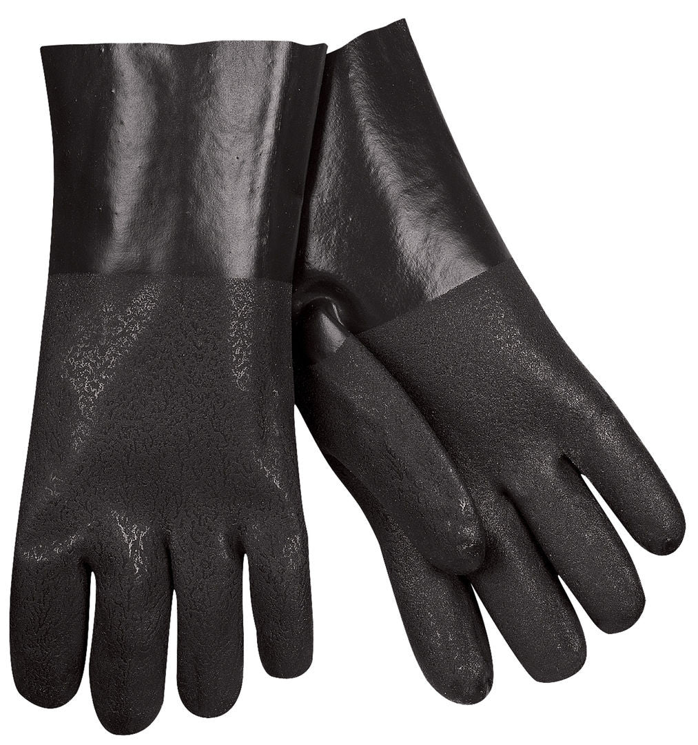 PVC Coated Work Gloves, Double Dipped Textured, Jersey Lined, 12-Inch Gauntlet Cuff