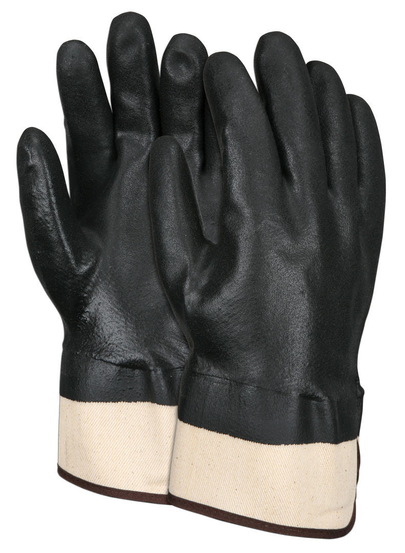 PVC Double-Dipped Work Gloves, Sandy Texture, Safety Cuff