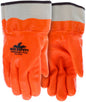 Double-Dipped PVC Gloves, Hi-Vis Orange, Foam Lined, Safety Cuff