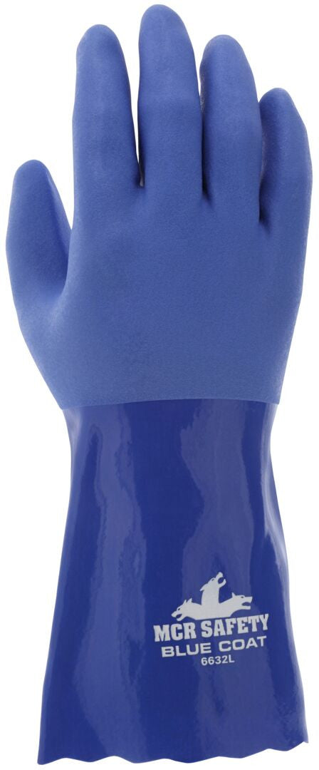 Blue Coat PVC Coated Work Gloves, Triple Dipped, Gauntlet Cuff, 12 Inch